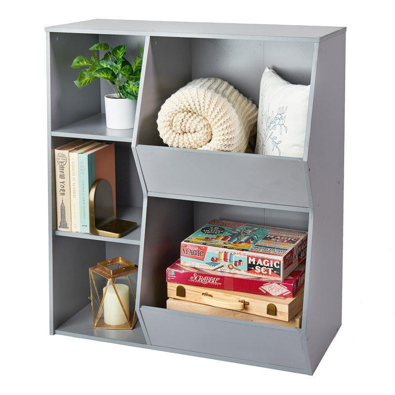Gray Melamine Kids Toy Storage Unit with Cubes
