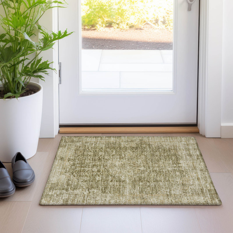 Machine Washable Indoor/Outdoor Claudian ACN1663 Brown Rug, Rectangle 1 pi 8 po x 2 pi 6 po