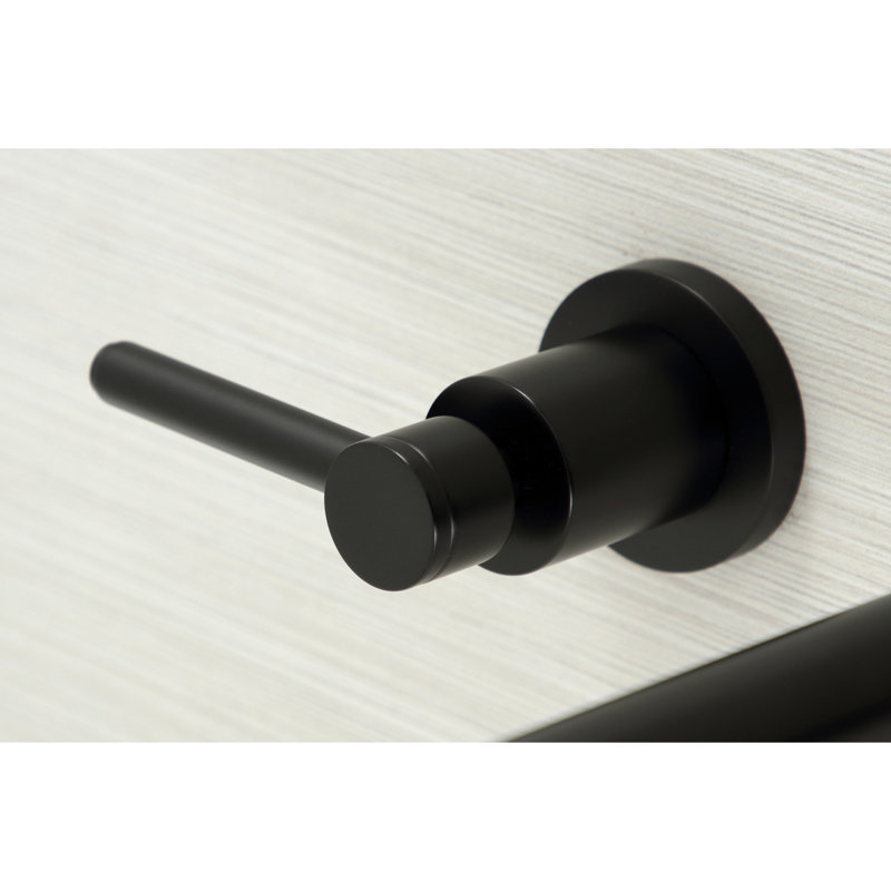 Kingston Brass Concord Two-Handle 3-Hole Wall Mount Roman Tub Faucet, Lever Handle, Matte Black