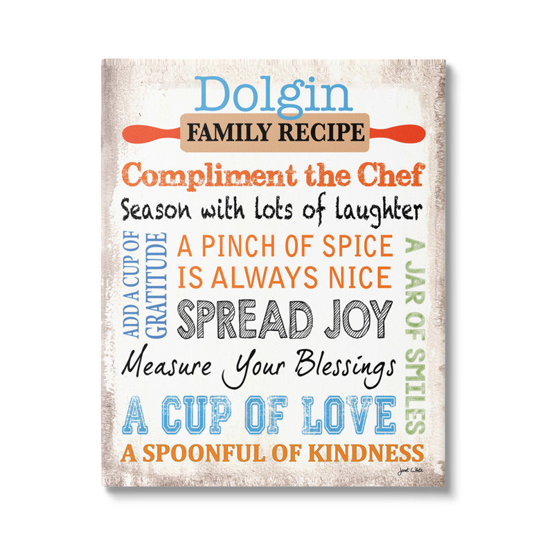 «Inspiring Family Recipe cmw-015», art mural personnalisé, Oui, Toile tendue, H 20 po x l 16 po