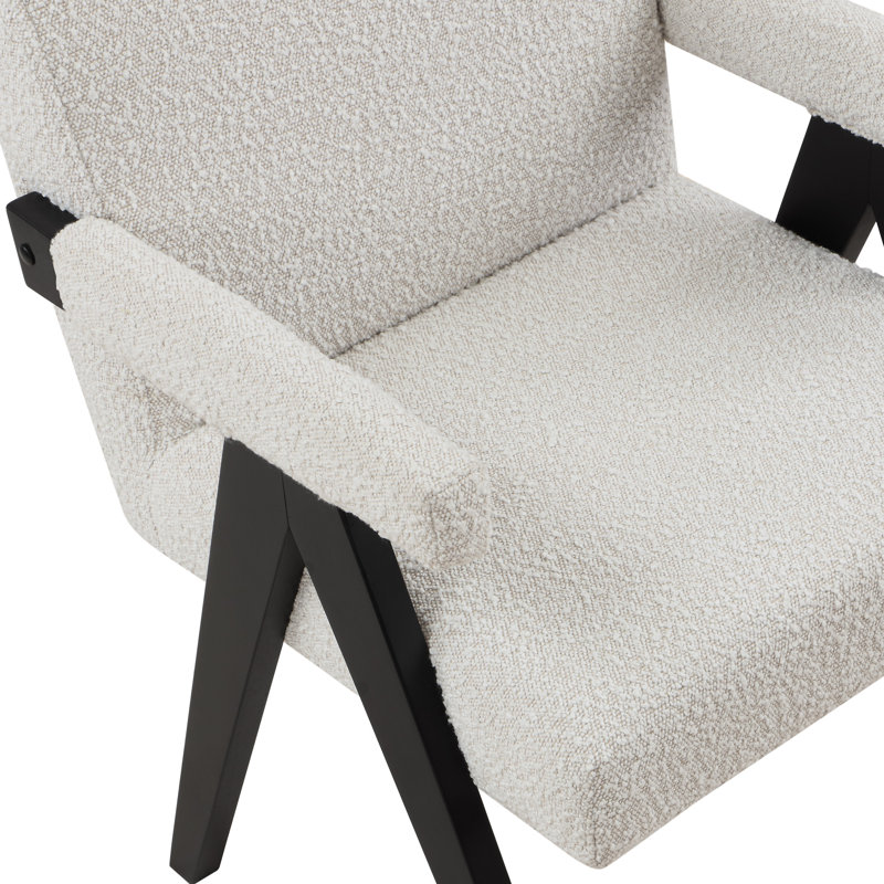 Lilabeth 24.5" W Boucle Fabric Accent Chair, Cream Boucle Fabric