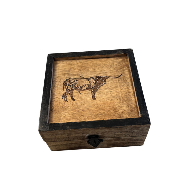 Bull Small Box-White Wash