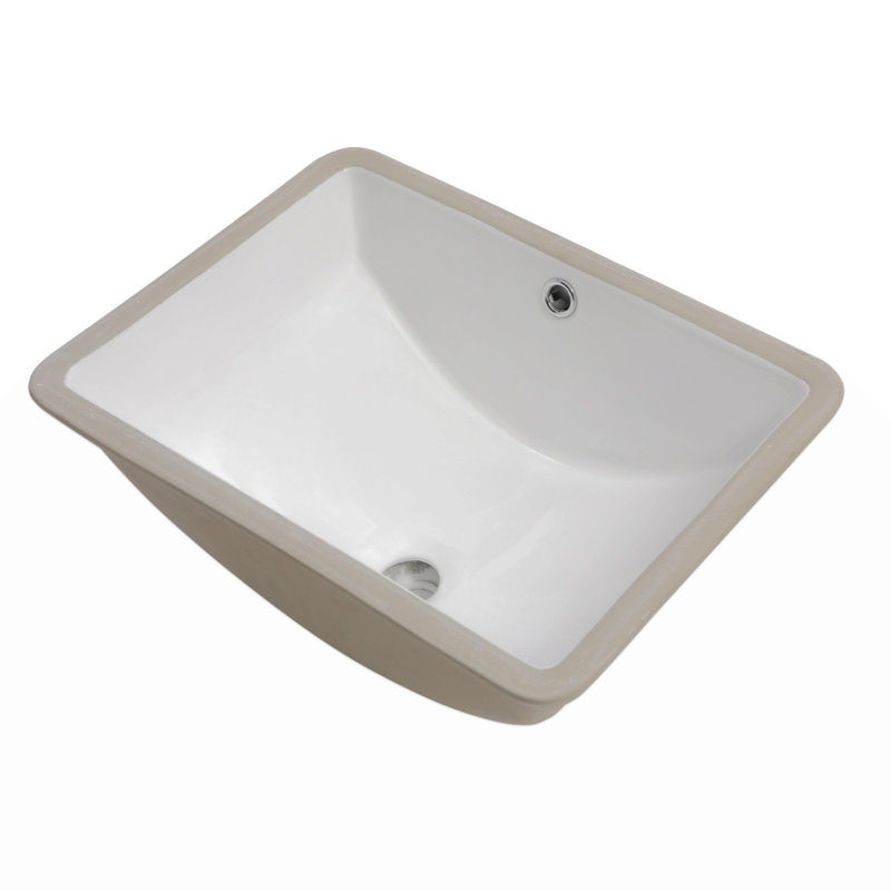 Lavabo de salle de bain rectangulaire en céramique avec trop-plein 18,5 "X 14"