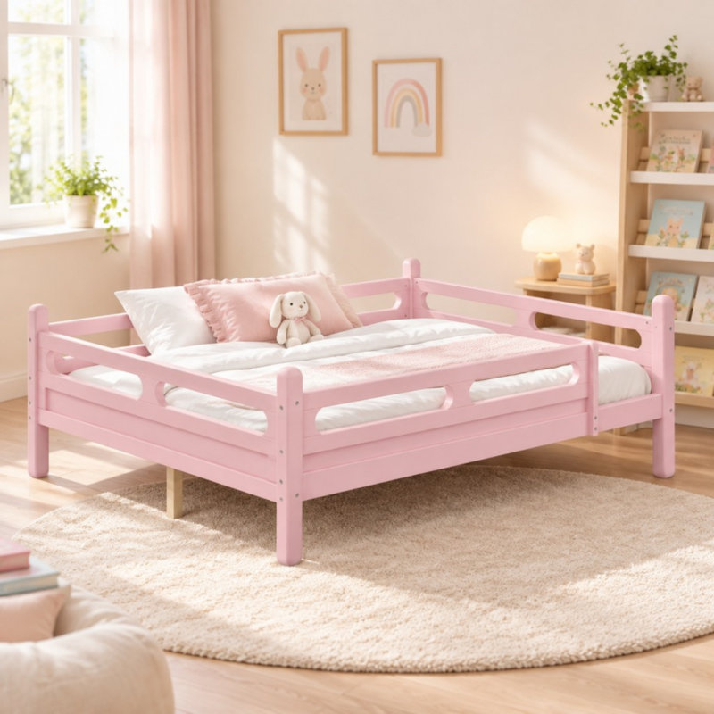 Cadre de lit pour enfant pleine grandeur, Rose