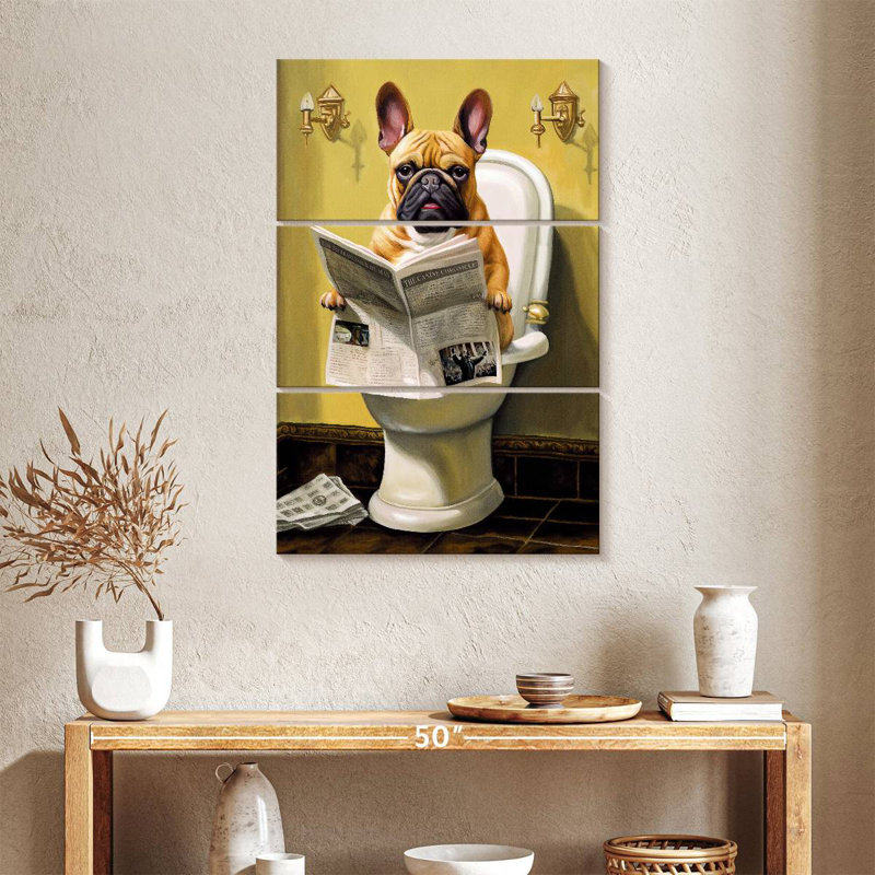 Ketti bouledogue sur une toilette, H 38 po x l 24 po