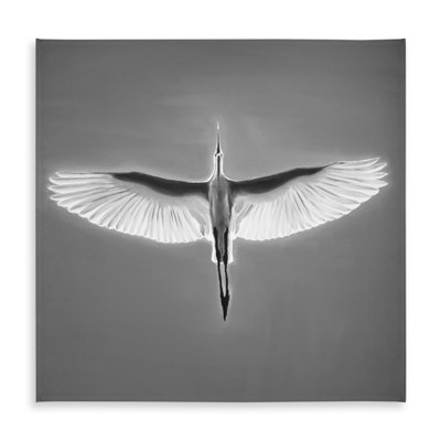 Monochrome Bird Tablecloth | Great Blue Heron in Flight Decor