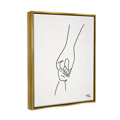 «Parent et enfant se tenant la main» par Jess Baskin - reproduction de cadre flottant sur toile