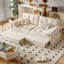 Canapé-lit causeuse 100% polyester beige-130075139