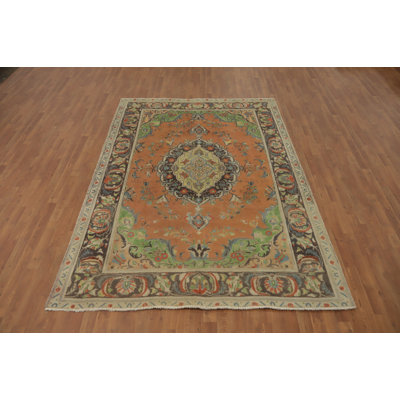 Traditional Orange Rug 6x9 with Intricate Medallion