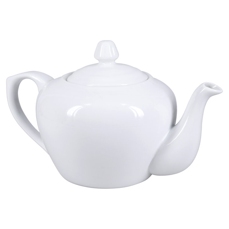Elegant White Porcelain Teapot with Lid, 32 oz