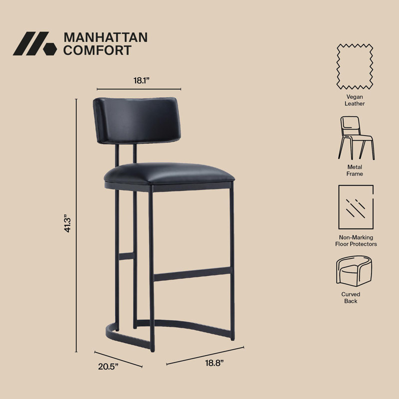 Tabouret de bar Juno, Noir, Tabouret de bar (siège d'une hauteur de 30 po)