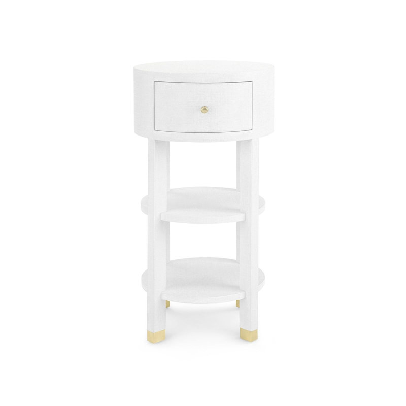 Claudette End Table, White, Natural