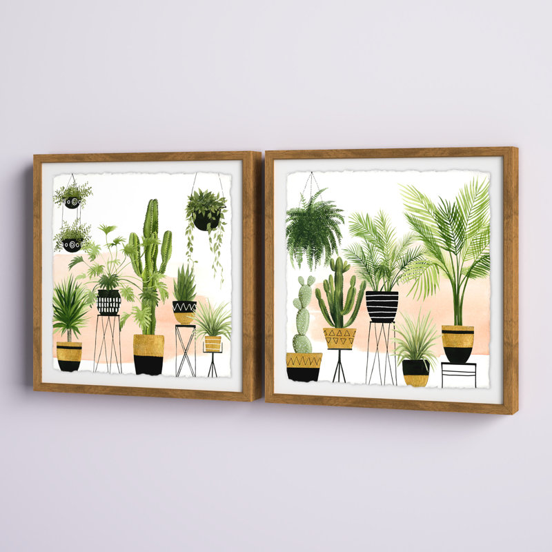 «Interior Oasis Diptych», ensemble de 2 reproductions encadrées, H 12 po x l 12 po x P 1,5 po