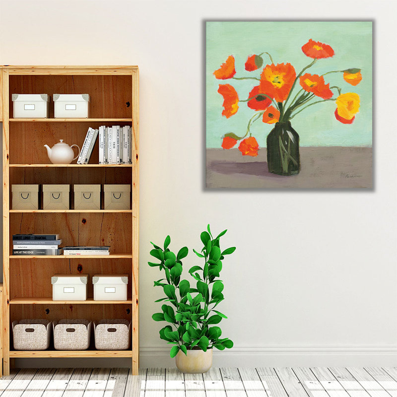 Orange Poppies - reproduction d'art sur toile, H 20 po x l 20 po