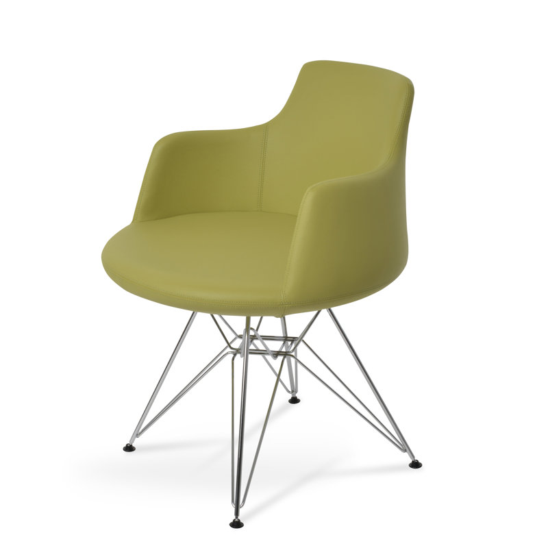 Fauteuil en faux cuir de 25 po de large Dervish, Blanc, Vert