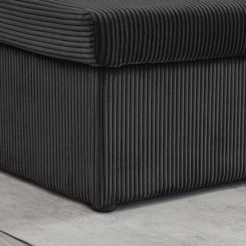 Canapé modulaire 3 pièces Jasimine, Velours côtelé gris