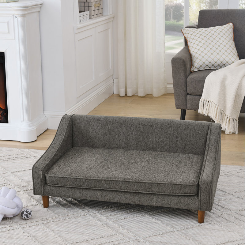 Lit rectangulaire pour chien, canapé-lit pour chien, H 14 po x l 38 po x P 22 po, Gris foncé