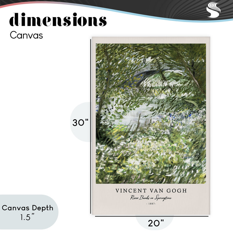 Classic River Banks At Springtime Canvas, design par Vintage Hustle, H 30 po x l 20 po
