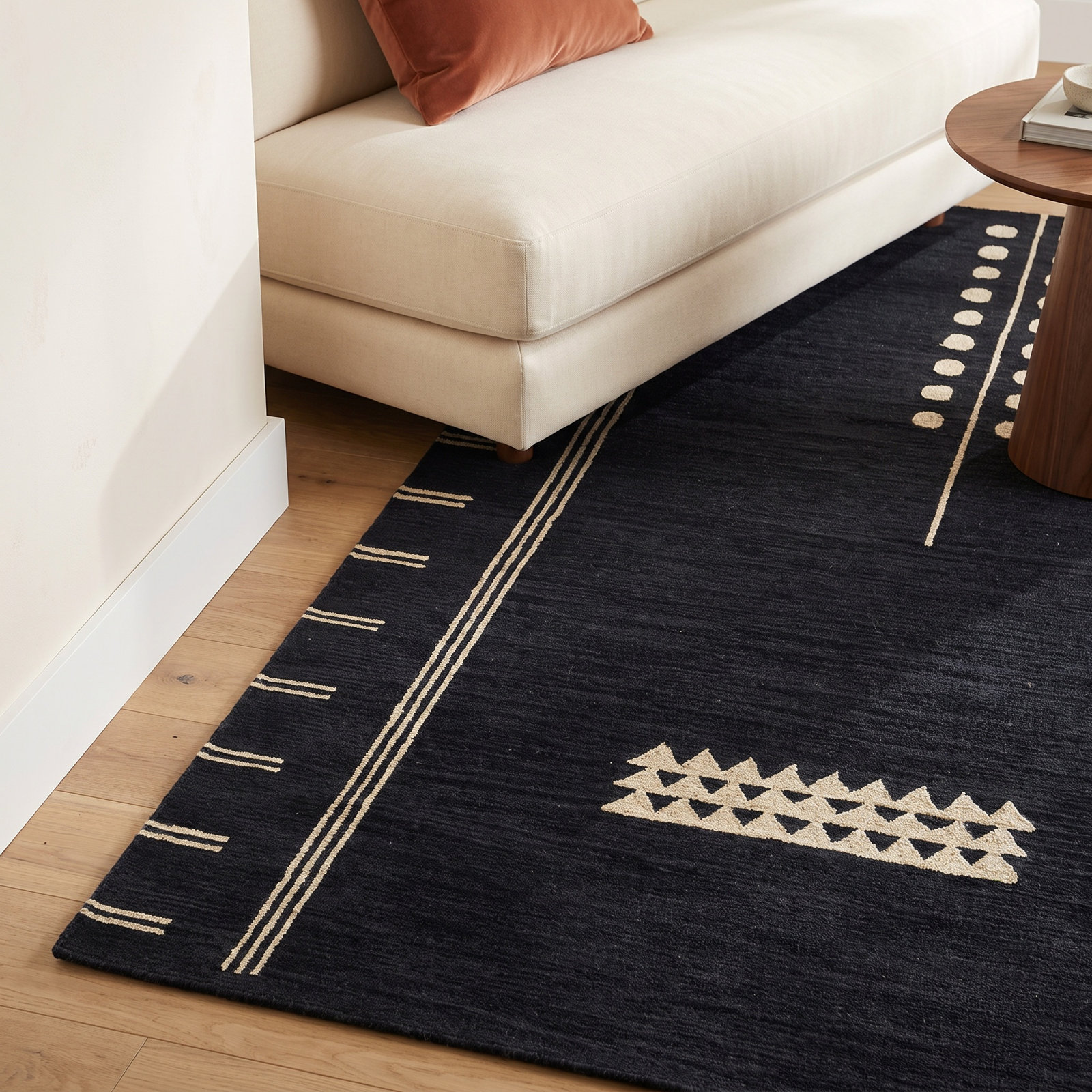 Sameer Navy Sand Hand-Tufted Wool Rug, Rectangle 8' x 10'