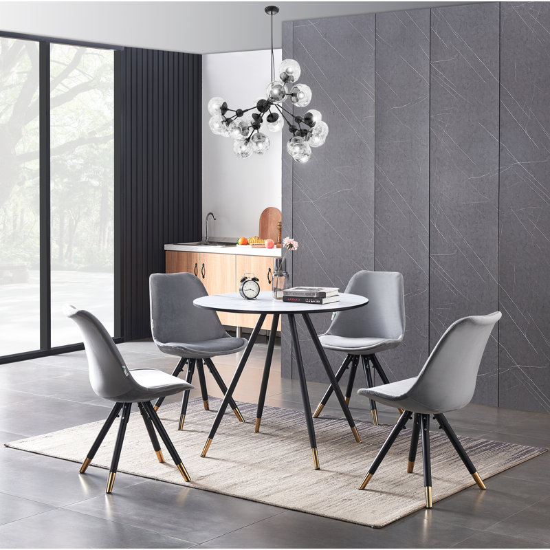4 - Person Dining Set, Light Grey, White