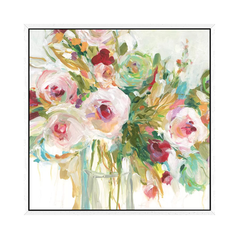 Floral Abandon by Carol Robinson - Wrapped Canvas Painting, 45.72 cm H x 45.72 cm W, White Framed Canvas