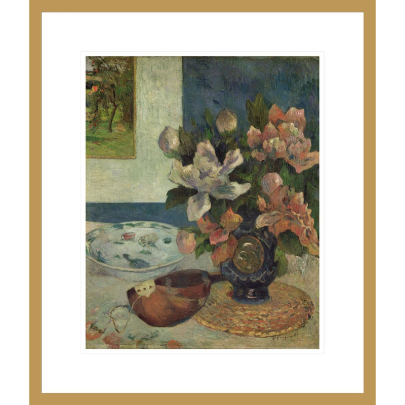 Nature morte avec une mandoline par Paul Gauguin - Estampe numérique encadrée, H 20,77 po x l 17,75 po