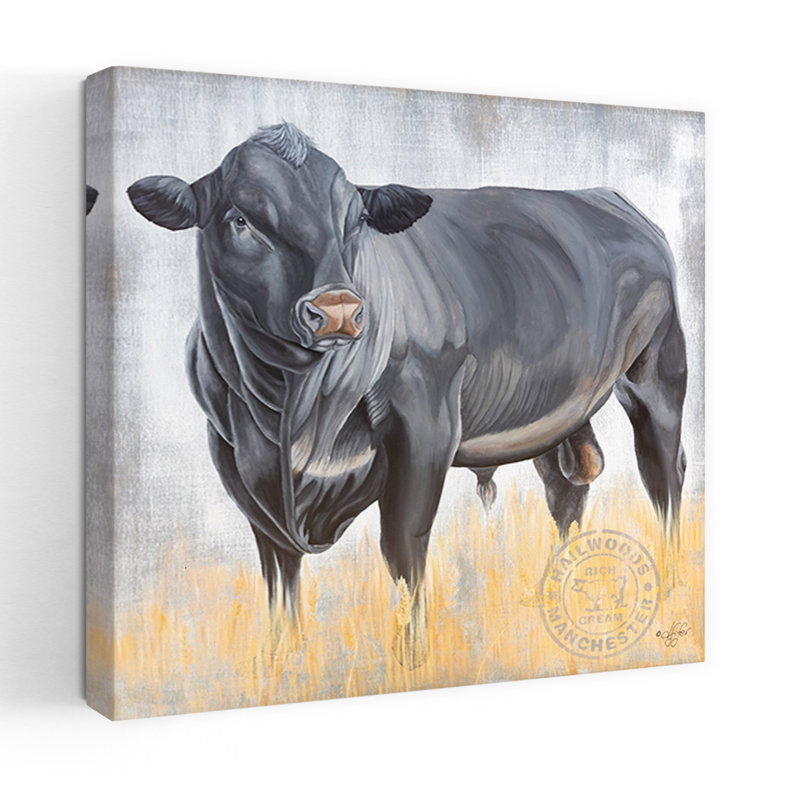 Portrait d'une grande vache bull, H 24 po x l 24 po