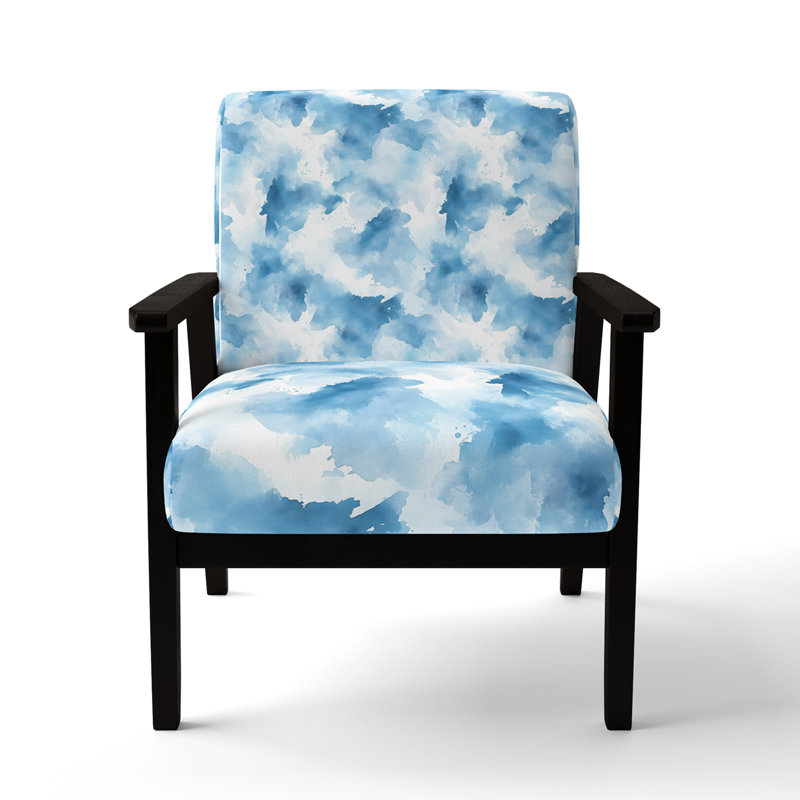 Chaise d'appoint abstraite - Blue Mist, Accoudoirs carrés noirs