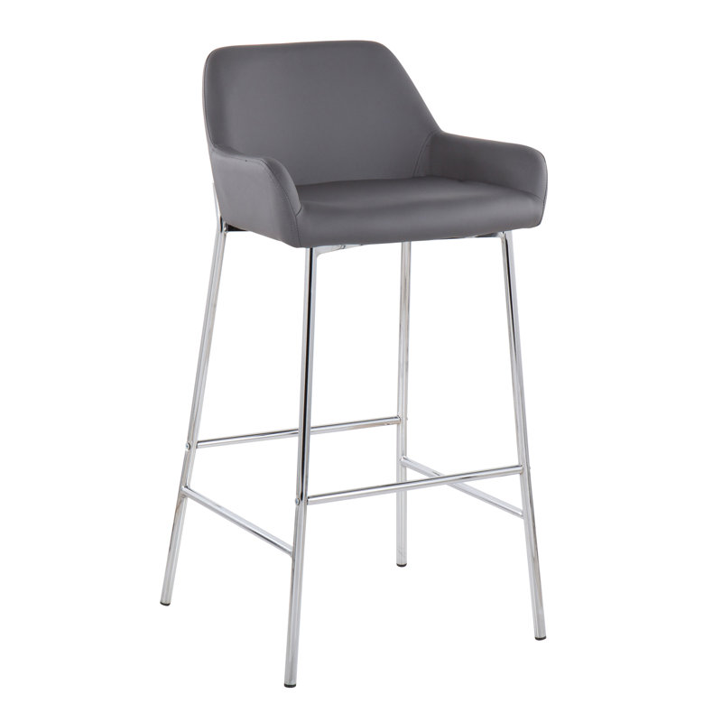 Tabouret de bar et de comptoir Cassiopeia, gris, Tabouret de bar (siège d'une hauteur de 30 po), Chrome