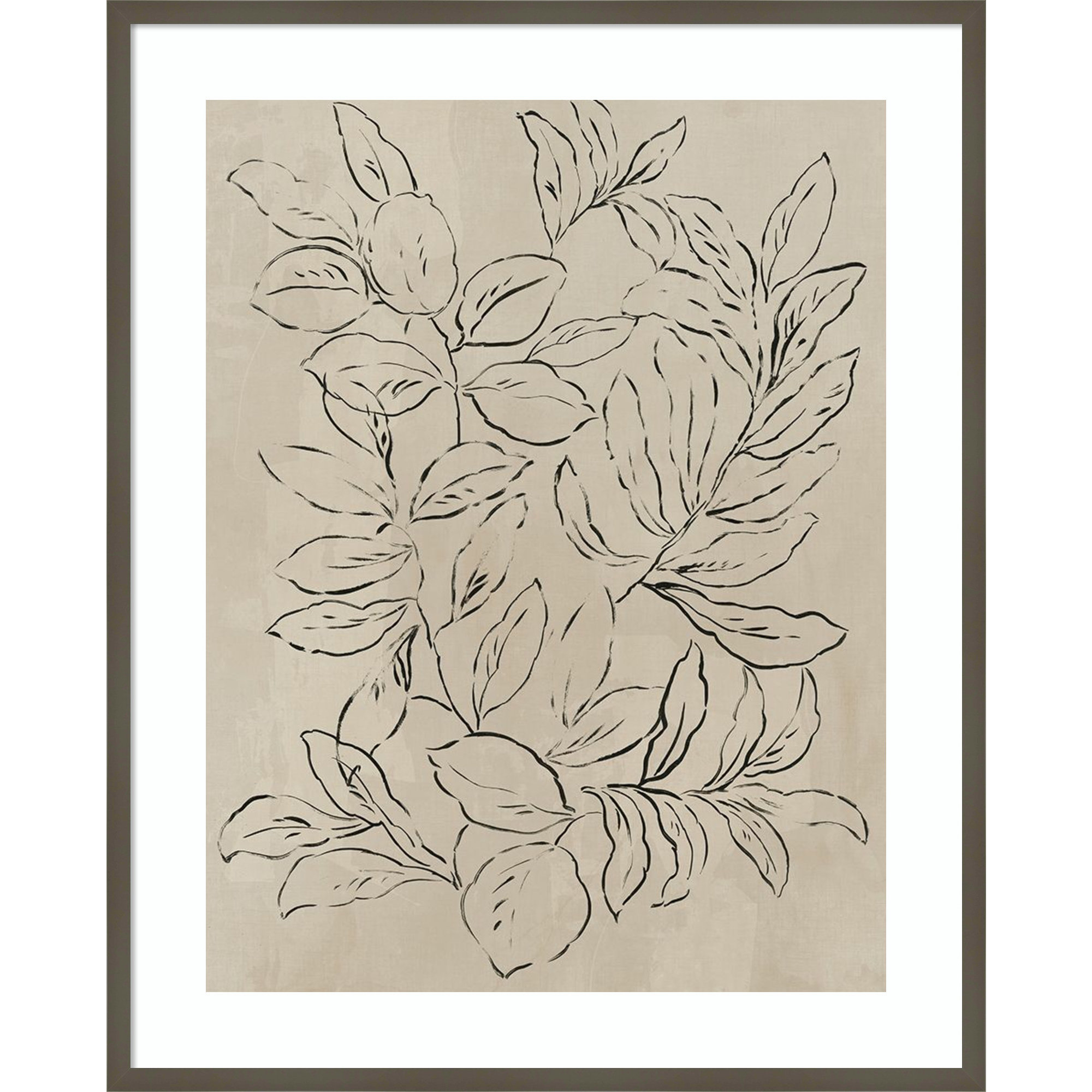 Outlined Leaves II by Asia Jensen, Gray, 41.25" H x 33.25" W