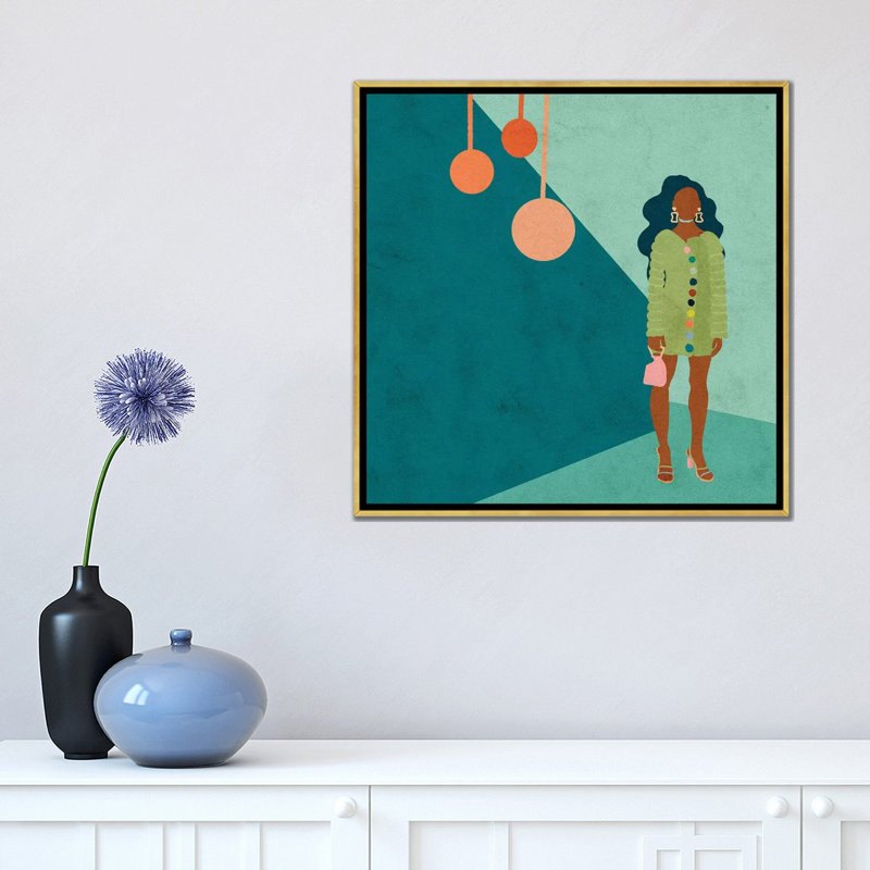 Imprimé, H 18 po x l 18 po x 1,5 po, Pas de tapis, Toile encadrée d'or