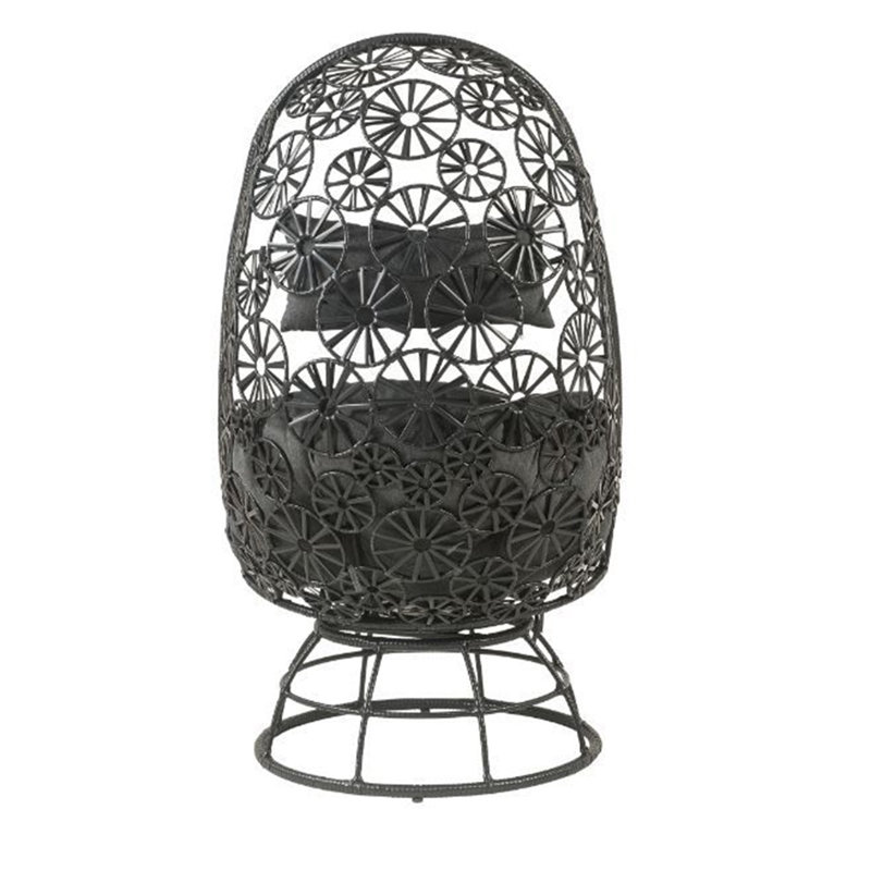 Hikre Patio Lounge Chair and Side Table with Cushions in Charcoal and Black