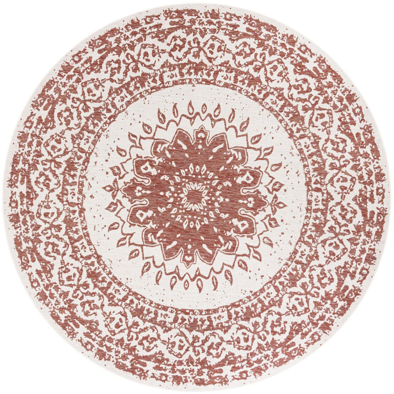 Contemporary Hitchens Runner Rug Rust Red Color, Round 10'