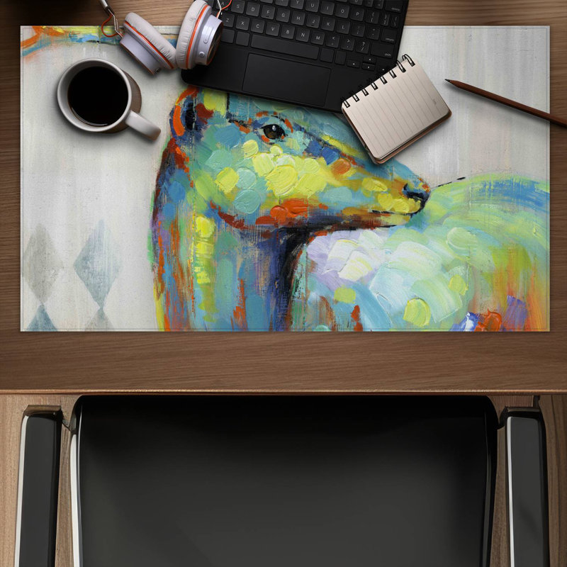 Abstract color spotted deer - 14.00"x24.25" Desk mat
