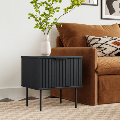 Arisztid Black Fluted End Table with Storage