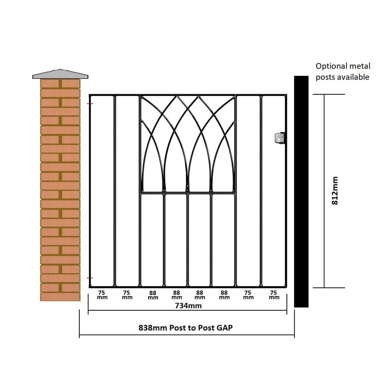 Guero Modern Metal Garden Gate 81cm High, 84cm W X 81cm H