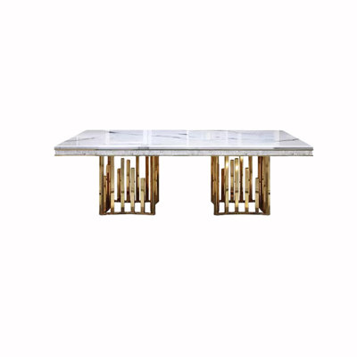 Almarene Faux Marble Top Metal Base Dining Table