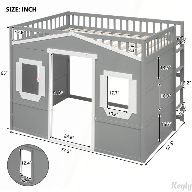 Lit mezzanine avec échelle House, grey+White, Full / Double