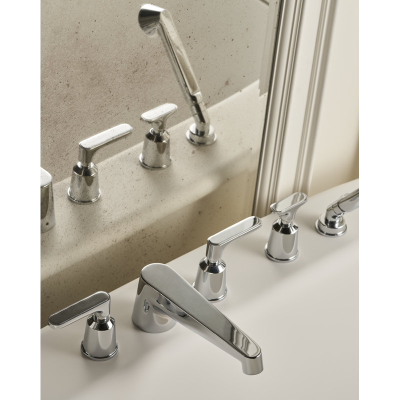 Twenties 5-hole Bathtub Mixer with Diverter and Hand Shower, Matt Black
