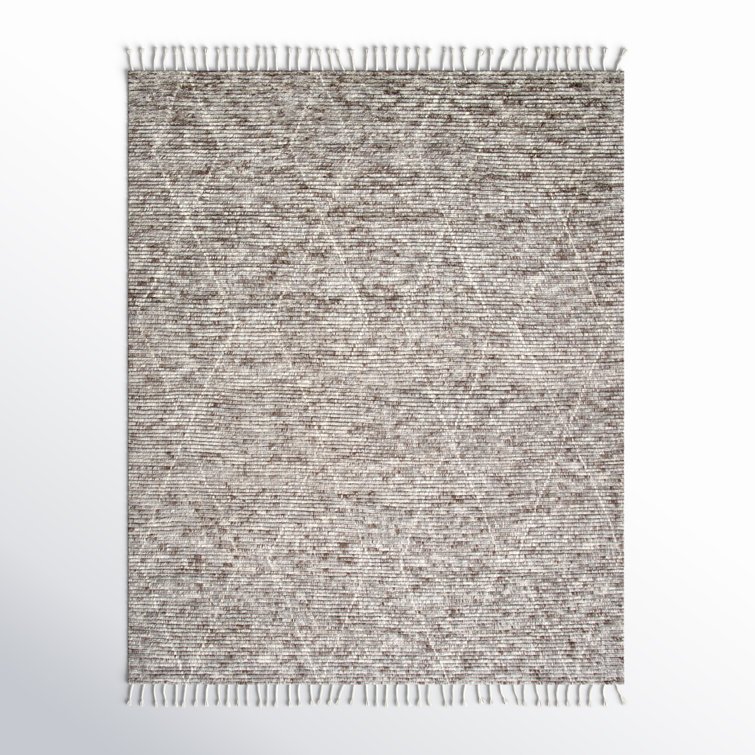 Talon Geometric Hand-Knotted Wool Area Rug in Gray/Brown