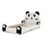 Lit simple mignon en forme de panda avec bords rembourrés de sécurité, structure de lit en bois massif pour la chambre à coucher, tissu en velours