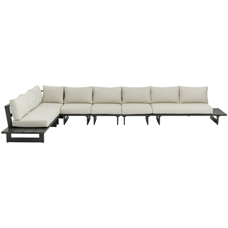 Hoyte 184.5'' Wide Wedge Aluminum with Cushions, Grey, Cream