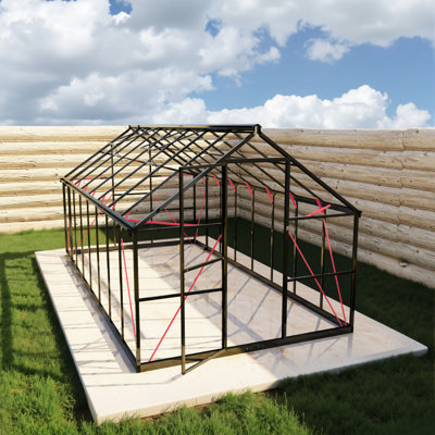 8x16 FT Greenhouse, Polycarbonate Green House with Quick Setup Structure and Roof Vent, Aluminum Large Walk-in Greenhouse for Outside Garden Backyard