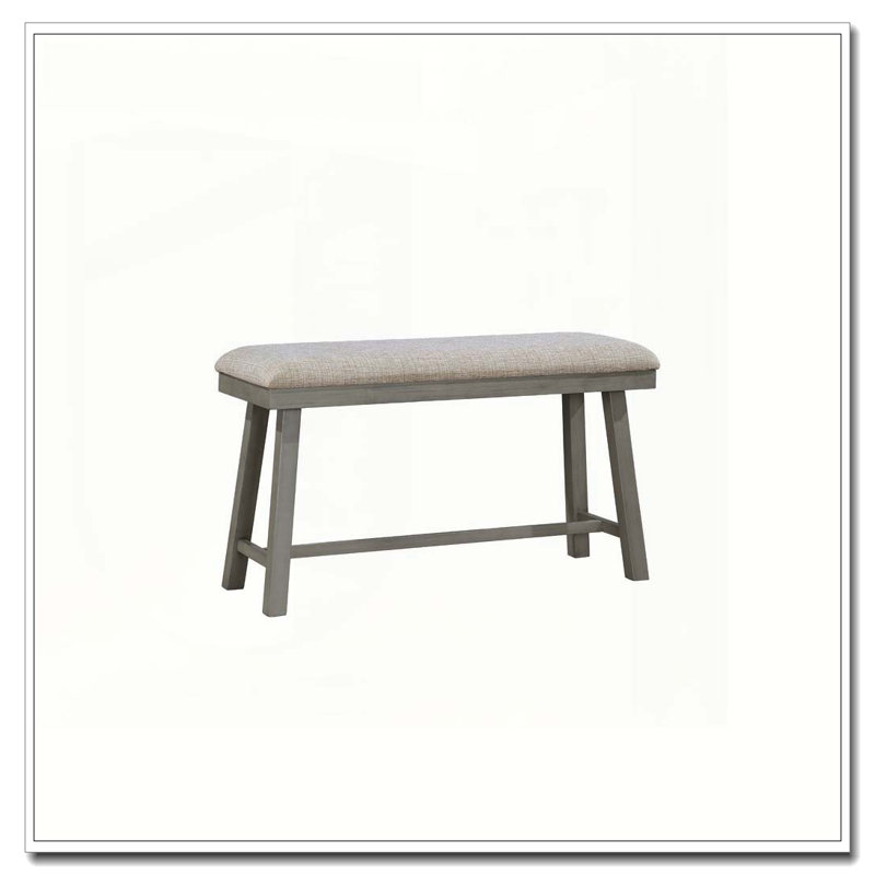 Mobilier de salle à manger de cuisine à hauteur de comptoir au fini gris clair avec siège rembourré en mousse et design industriel 1pc