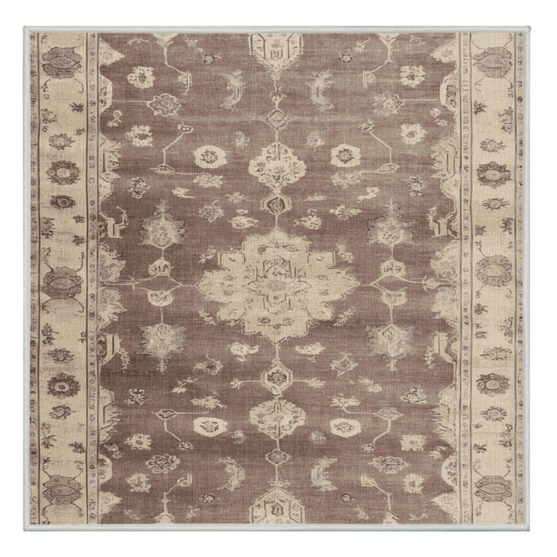 Tapis beige surteint lavable à la machine, Carré 4 pi