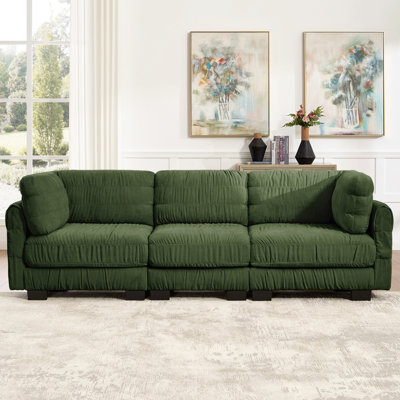 Canapé modulaire 3 pièces en chenille avec détails ruisselés, mousse haute densité, coussins de dossier en forme de L, assemblage facile, pour le salon, la chambre à coucher