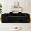 Canapé moderne de 84,6 pouces avec deux coussins décoratifs, tissu en polyester à poils longs texturé litchi doux pour la peau, canapé à trois places en mousse à carreaux-283092597-283092598-283092599