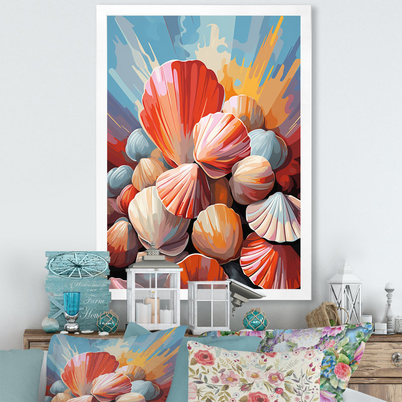 Impression sur toile Veendam Seashells Pop Art, Cadre photo blanc, H 20 po x l 12 po x P 1 po