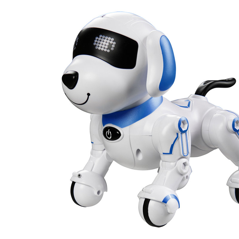 Programable Remote Control Dog Toy, White/Blue