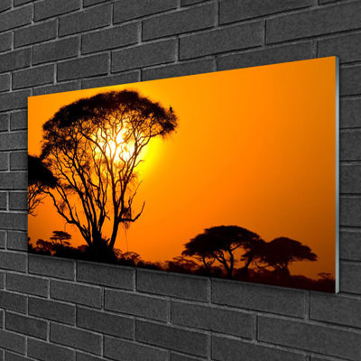 Trees Sun - No Frame Print on Glass